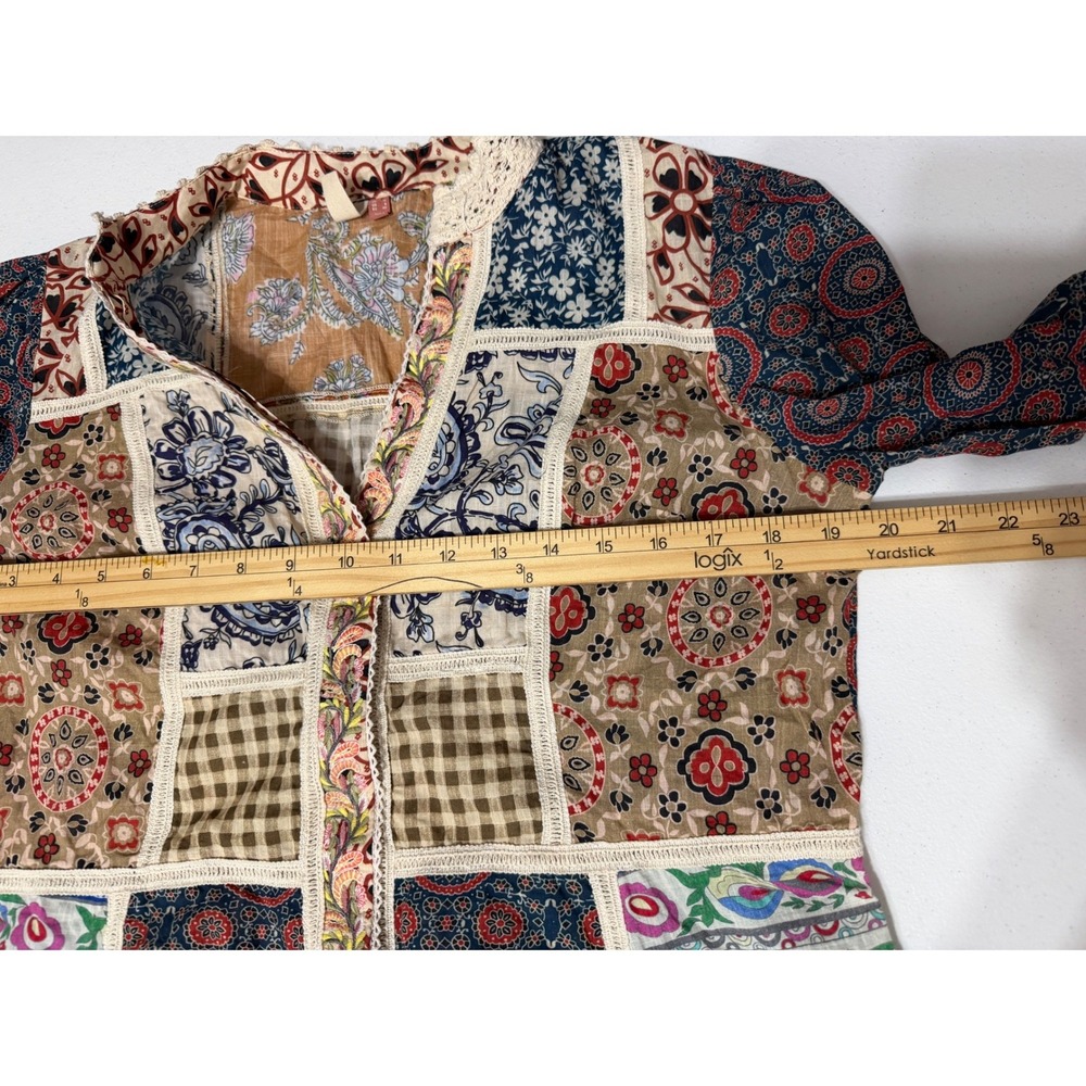 Anthropologie Pilcro Patchwork Floral Paisley Blouse Multi Color Size 8 - Picture 10 of 12
